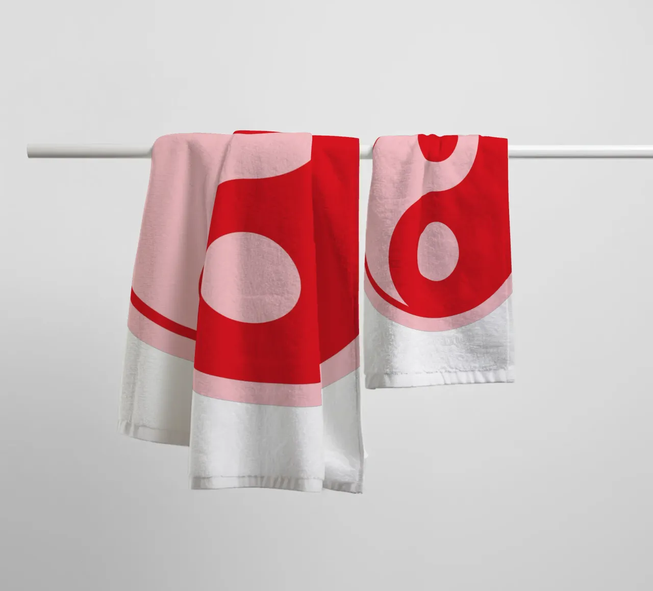 Pink and Red Ying and Yang print towel by pdigitalprints