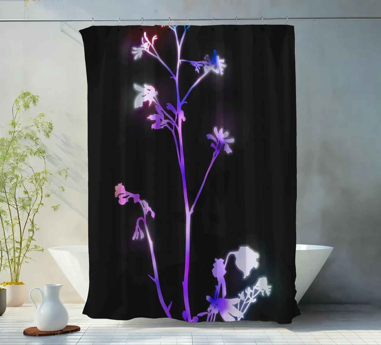 Florescence Purple shower curtain by amini54