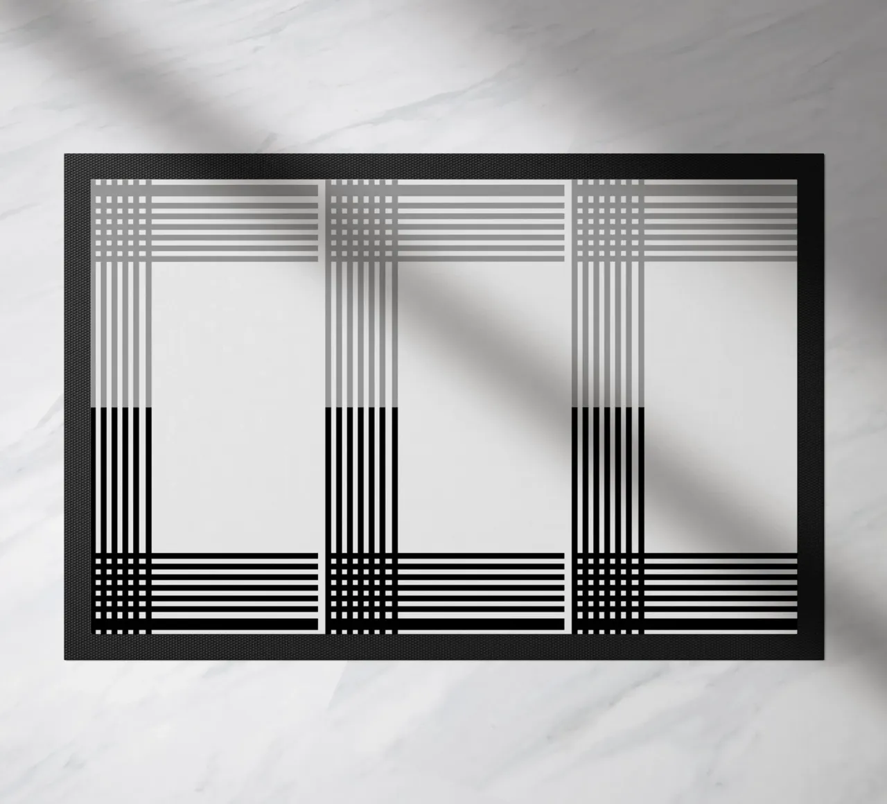 Gray Black Lines Pattern doormat by KHouse Studio