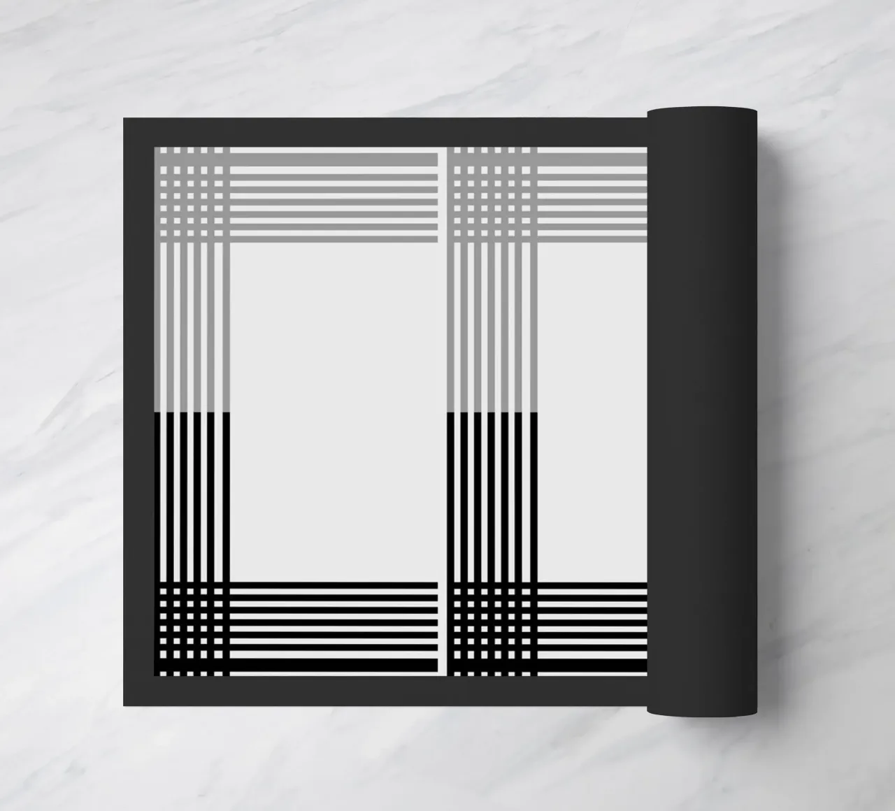 Gray Black Lines Pattern doormat by KHouse Studio