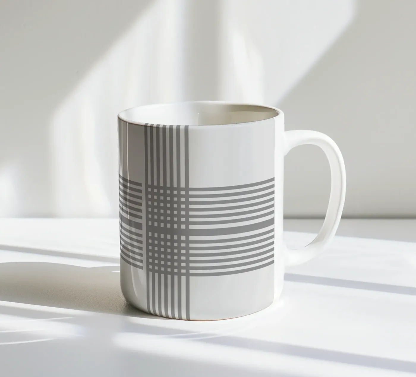 Gray Black Lines Pattern ceramic mug by KHouse Studio