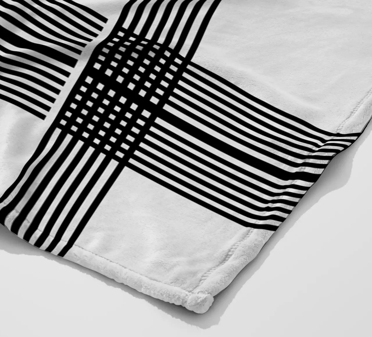 Gray Black Lines Pattern fleece blanket by KHouse Studio