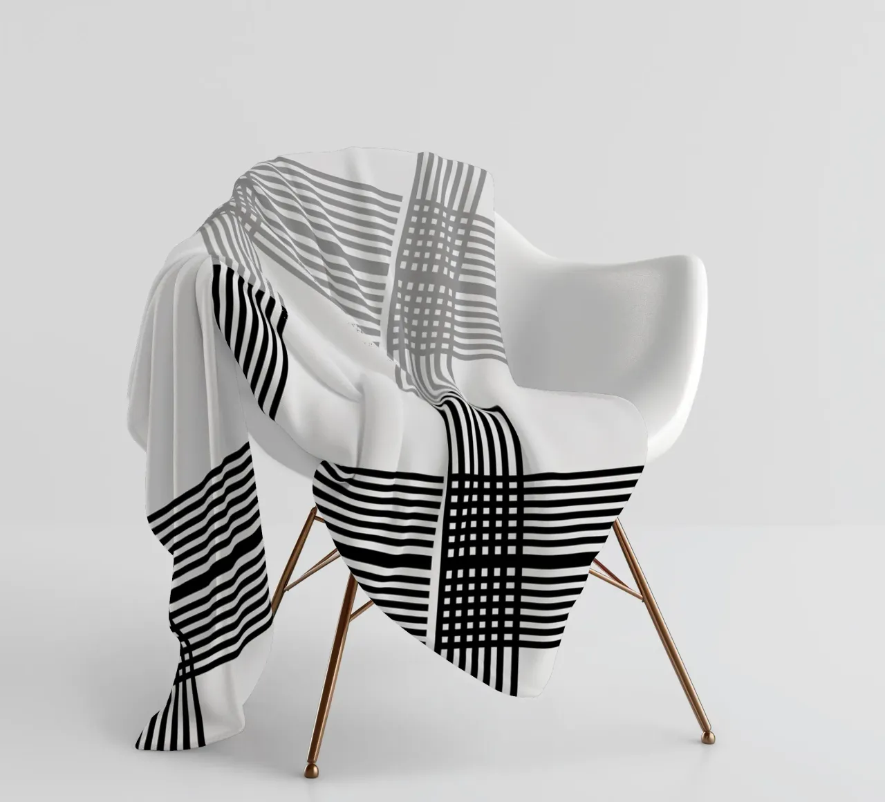 Gray Black Lines Pattern fleece blanket by KHouse Studio