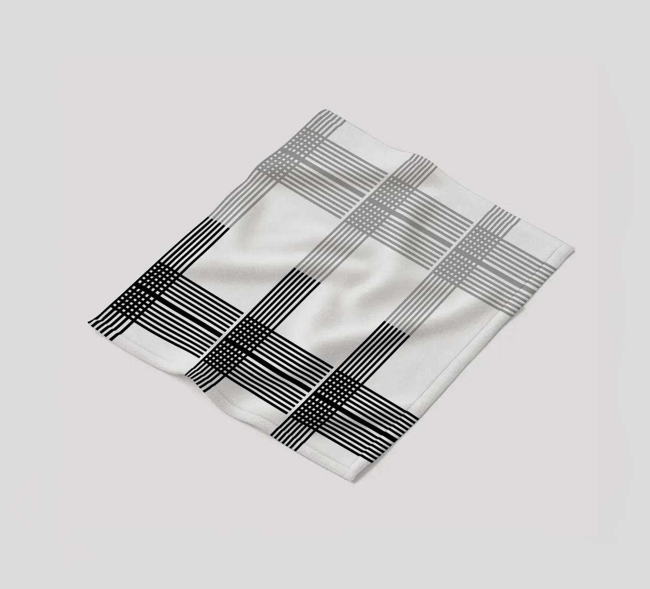 Gray Black Lines Pattern fleece blanket by KHouse Studio