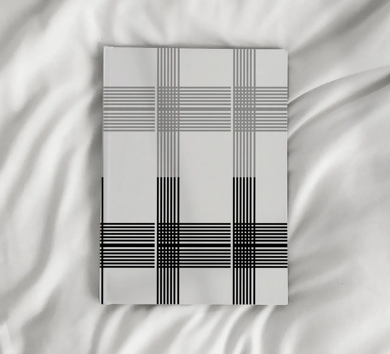 Gray Black Lines Pattern notebook by KHouse Studio