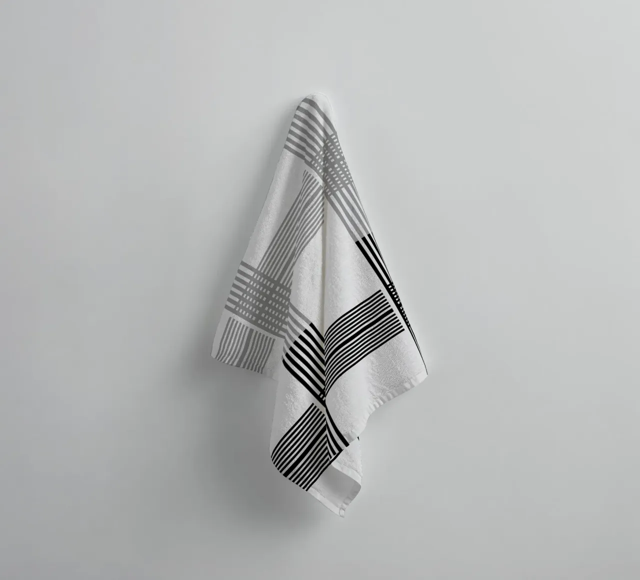 Gray Black Lines Pattern towel by KHouse Studio