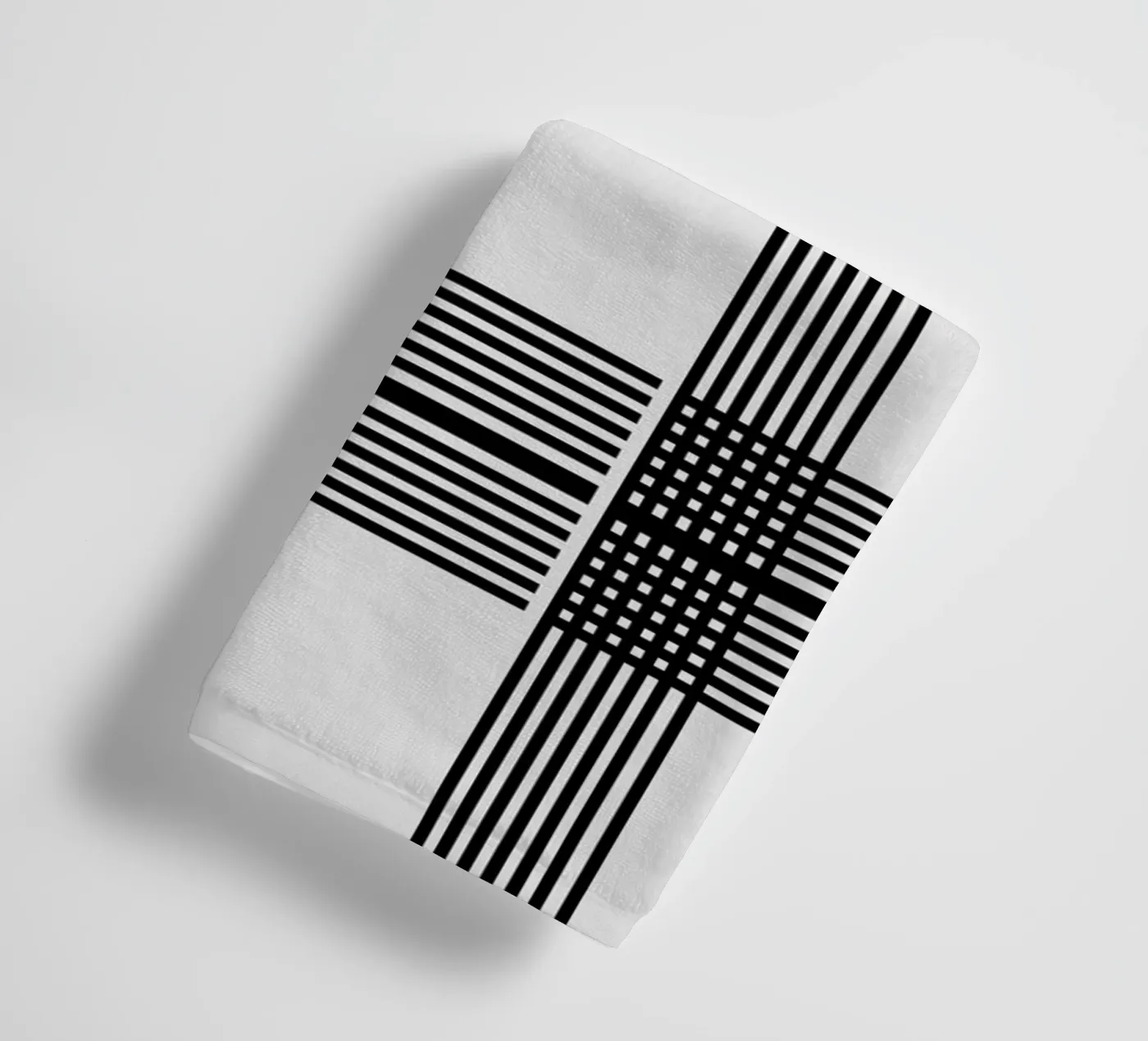 Gray Black Lines Pattern towel by KHouse Studio