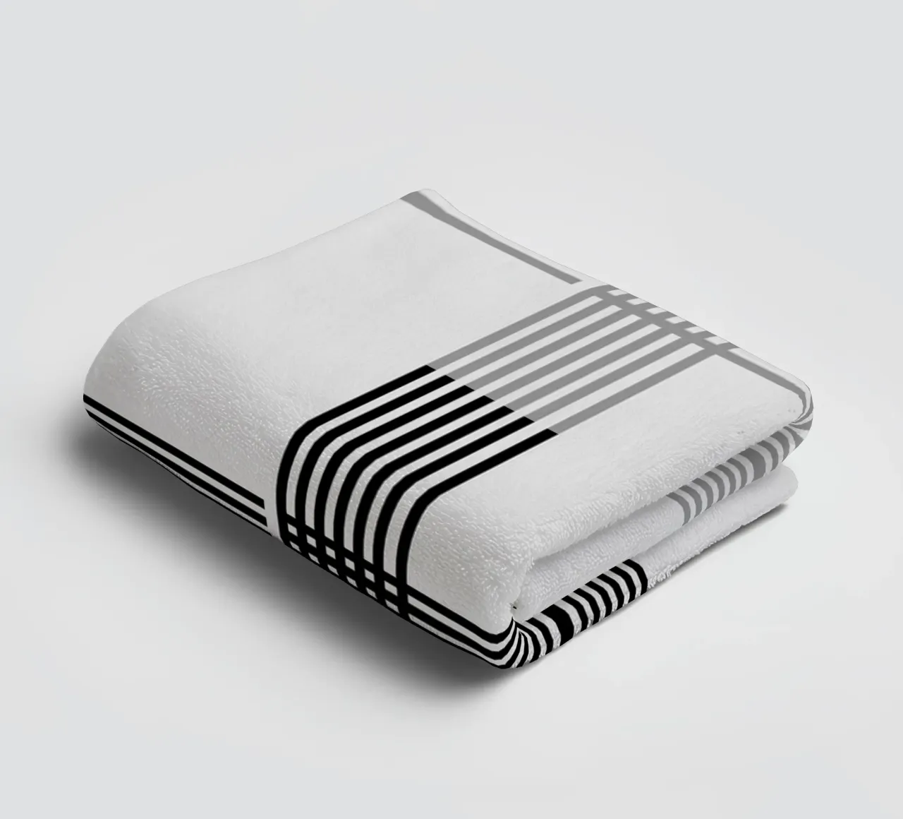 Gray Black Lines Pattern towel by KHouse Studio
