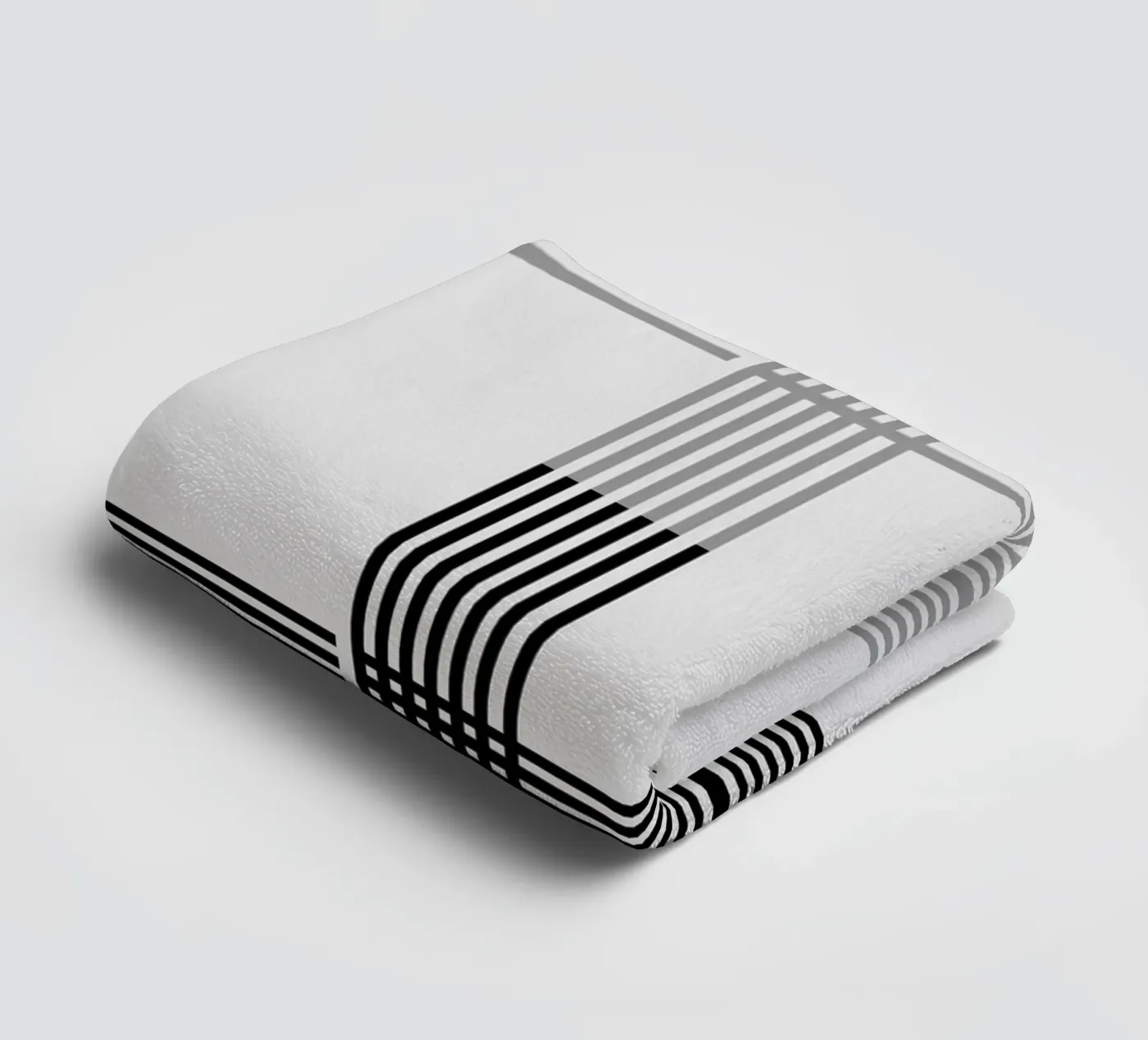 Gray Black Lines Pattern towel by KHouse Studio