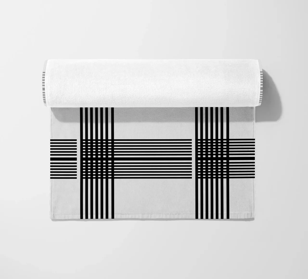 Gray Black Lines Pattern beach towel by KHouse Studio