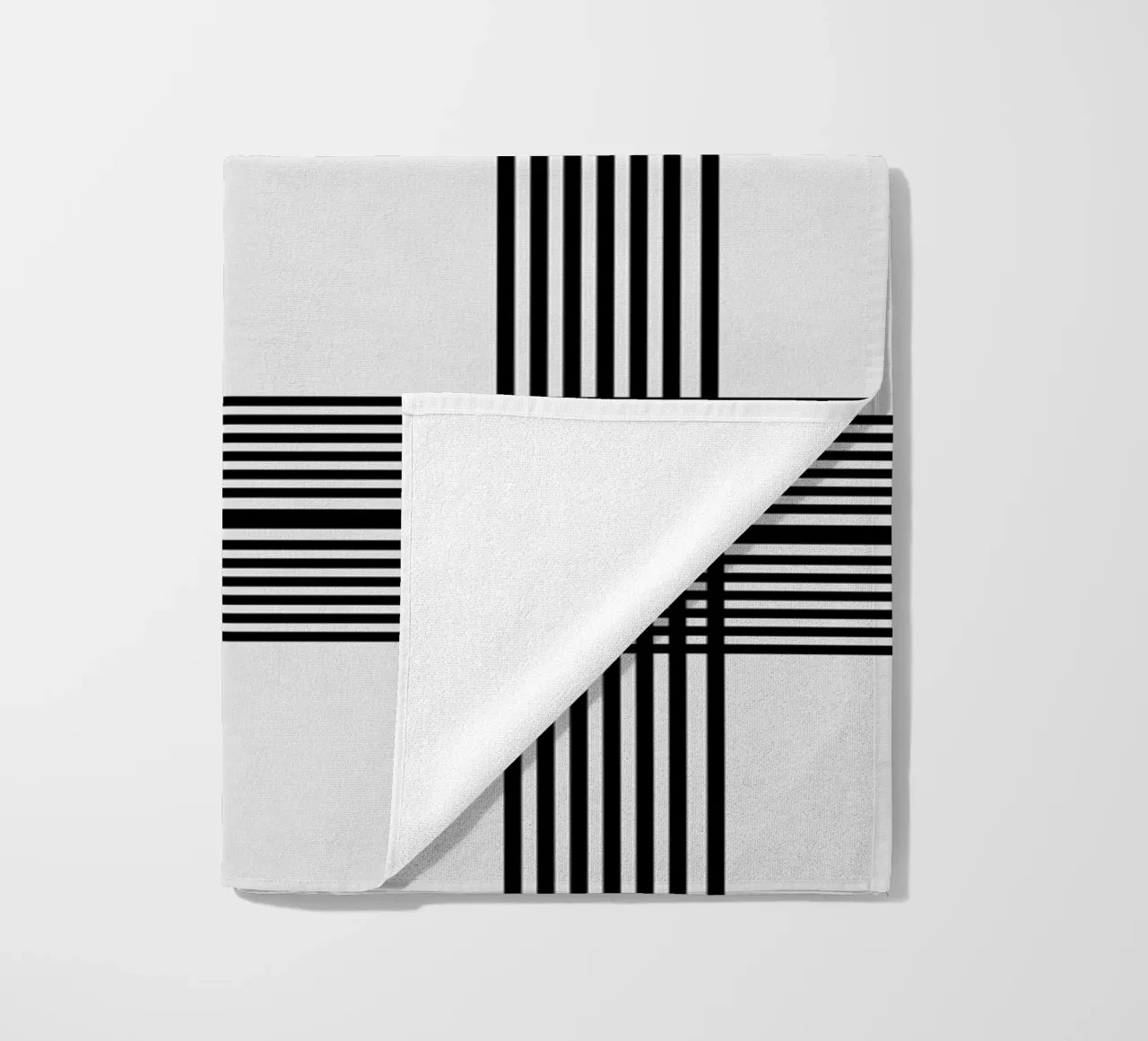 Gray Black Lines Pattern beach towel by KHouse Studio