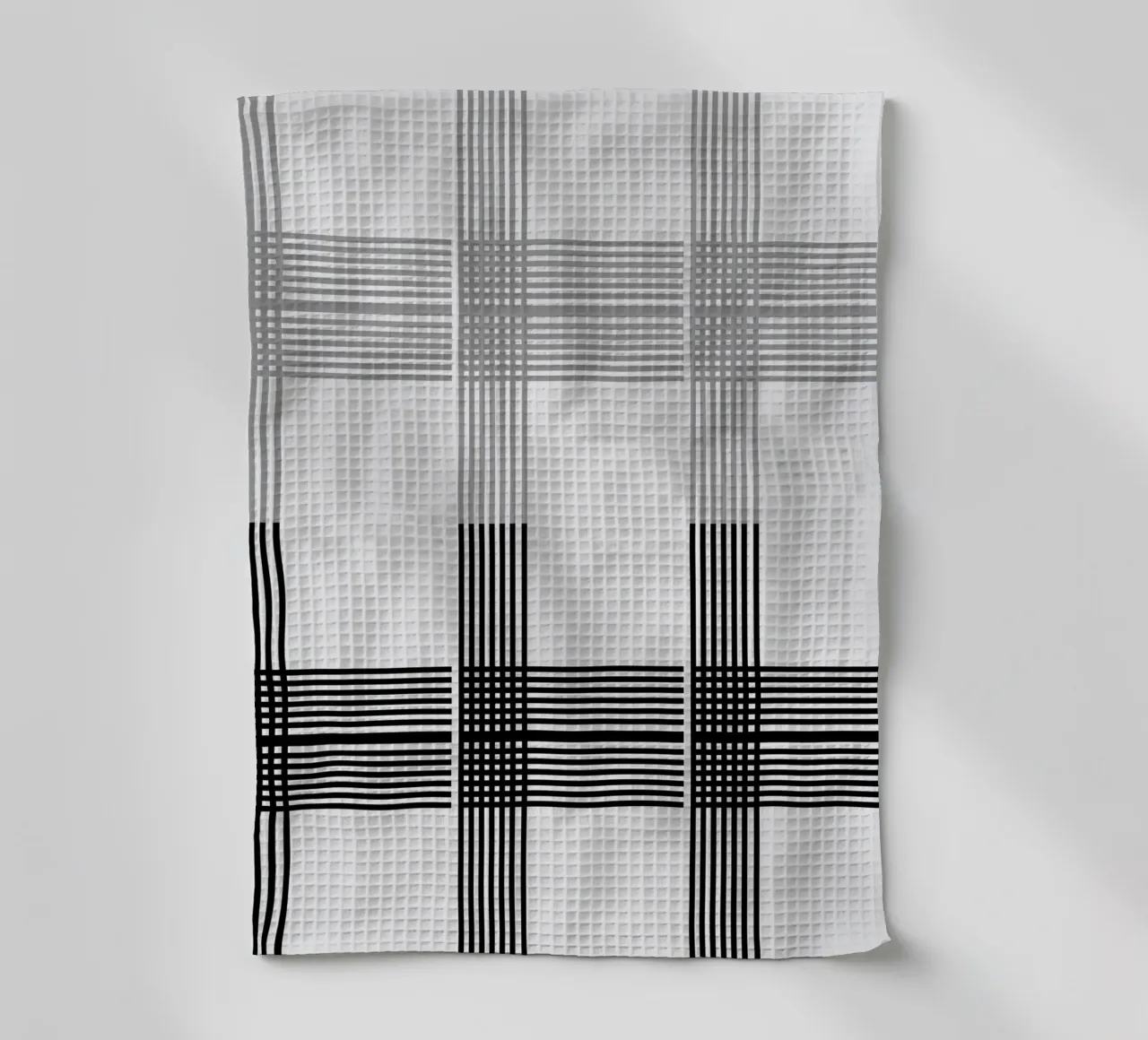 Gray Black Lines Pattern tea towel by KHouse Studio