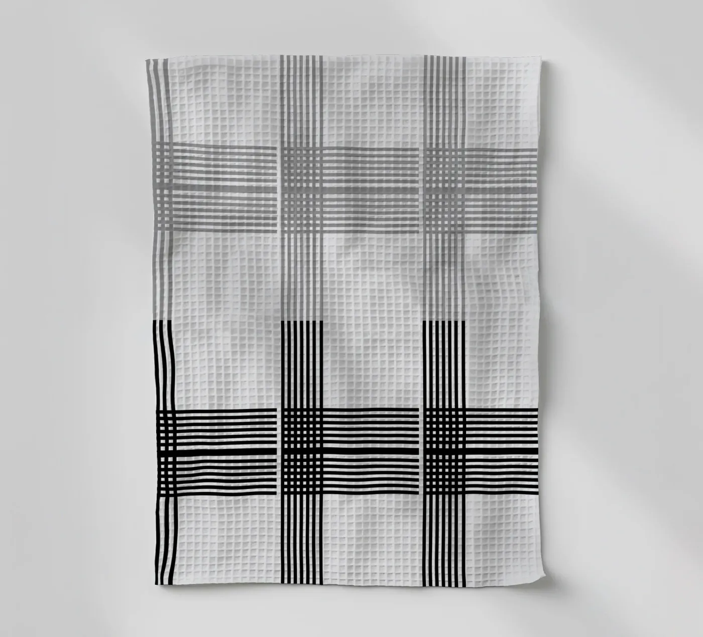 Gray Black Lines Pattern tea towel by KHouse Studio