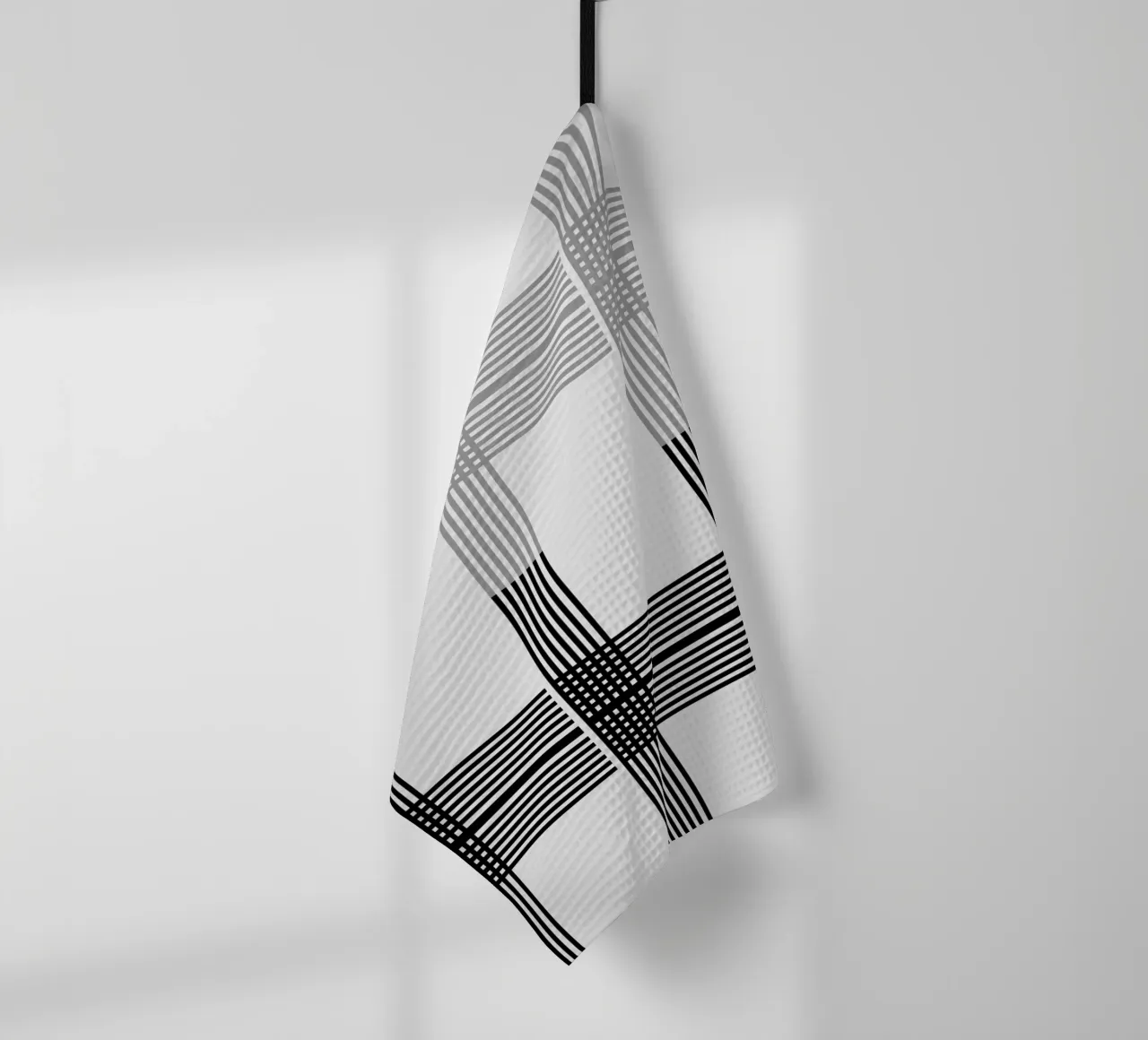 Gray Black Lines Pattern tea towel by KHouse Studio