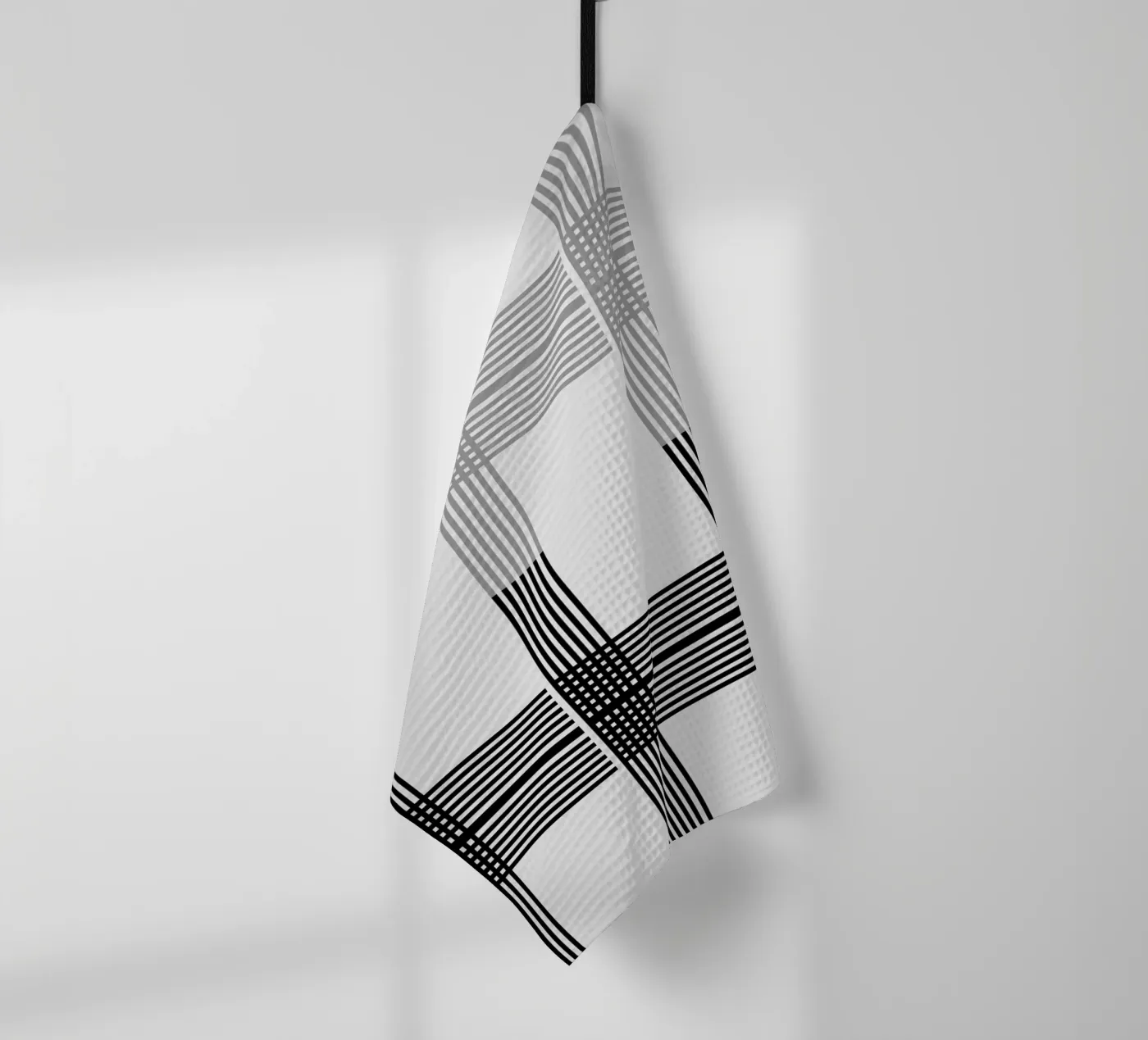 Gray Black Lines Pattern tea towel by KHouse Studio