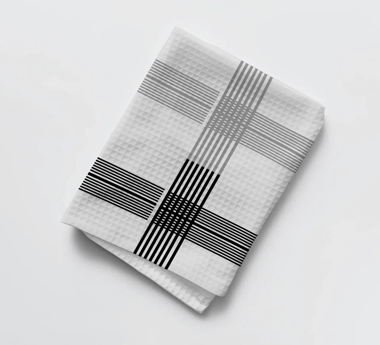 Gray Black Lines Pattern tea towel by KHouse Studio