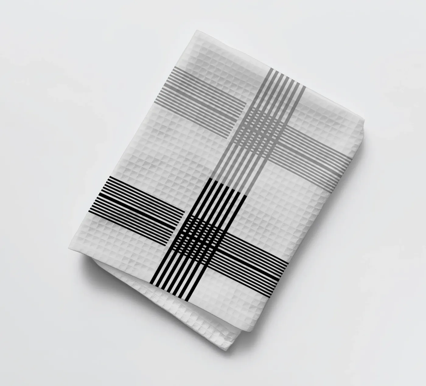 Gray Black Lines Pattern tea towel by KHouse Studio