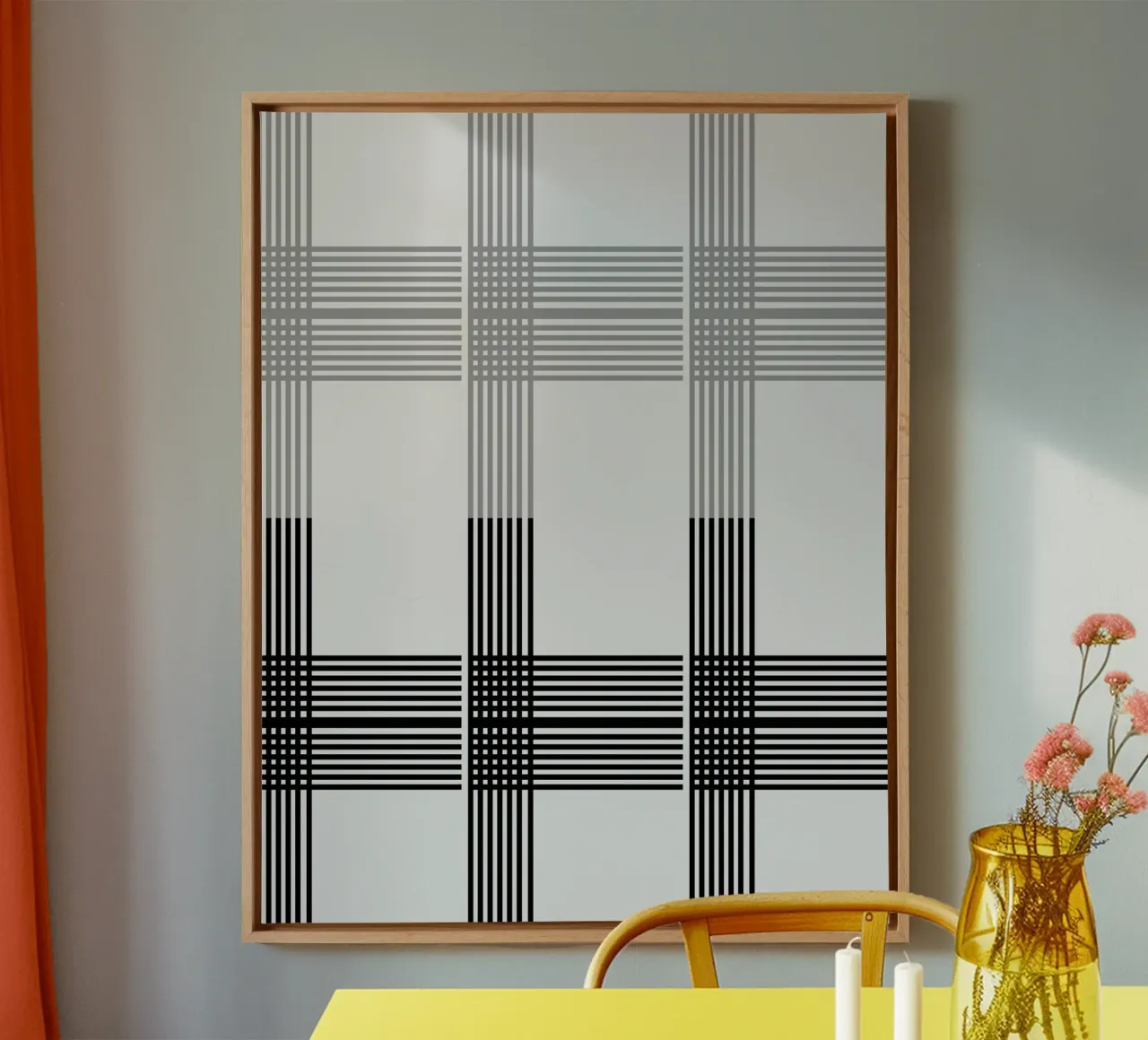 Gray Black Lines Pattern canvas by KHouse Studio