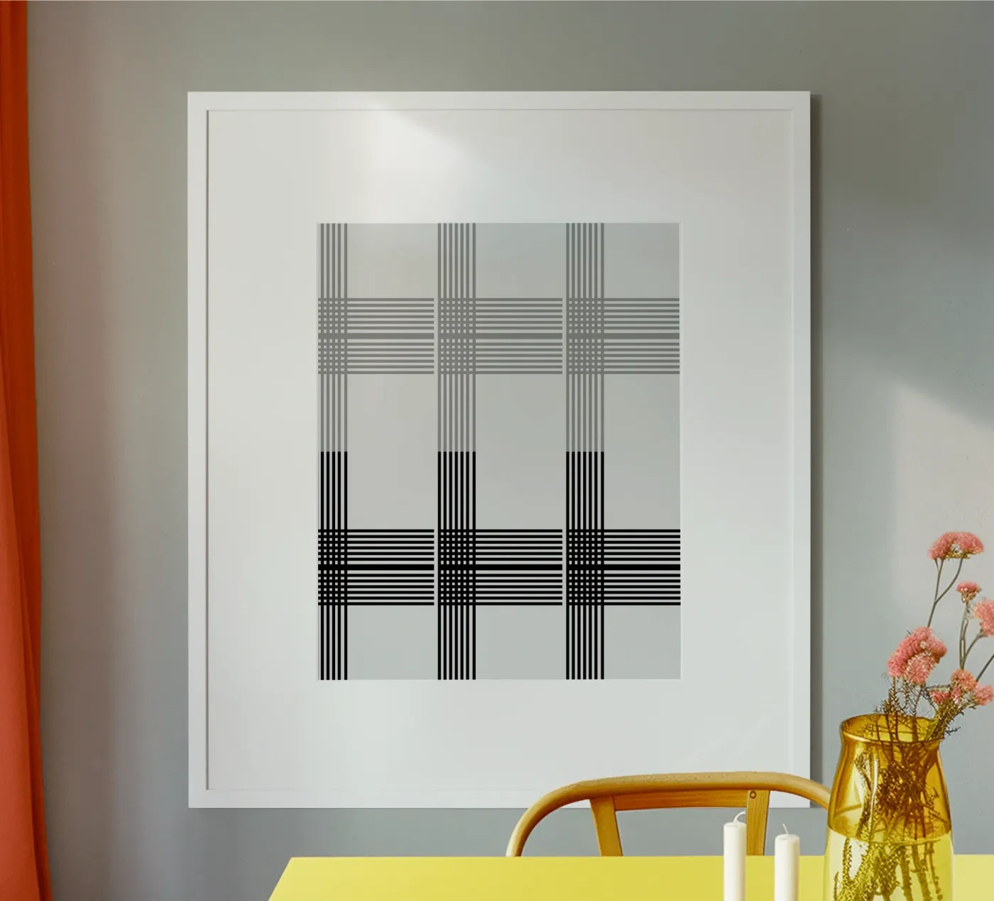 Gray Black Lines Pattern Poster von KHouse Studio