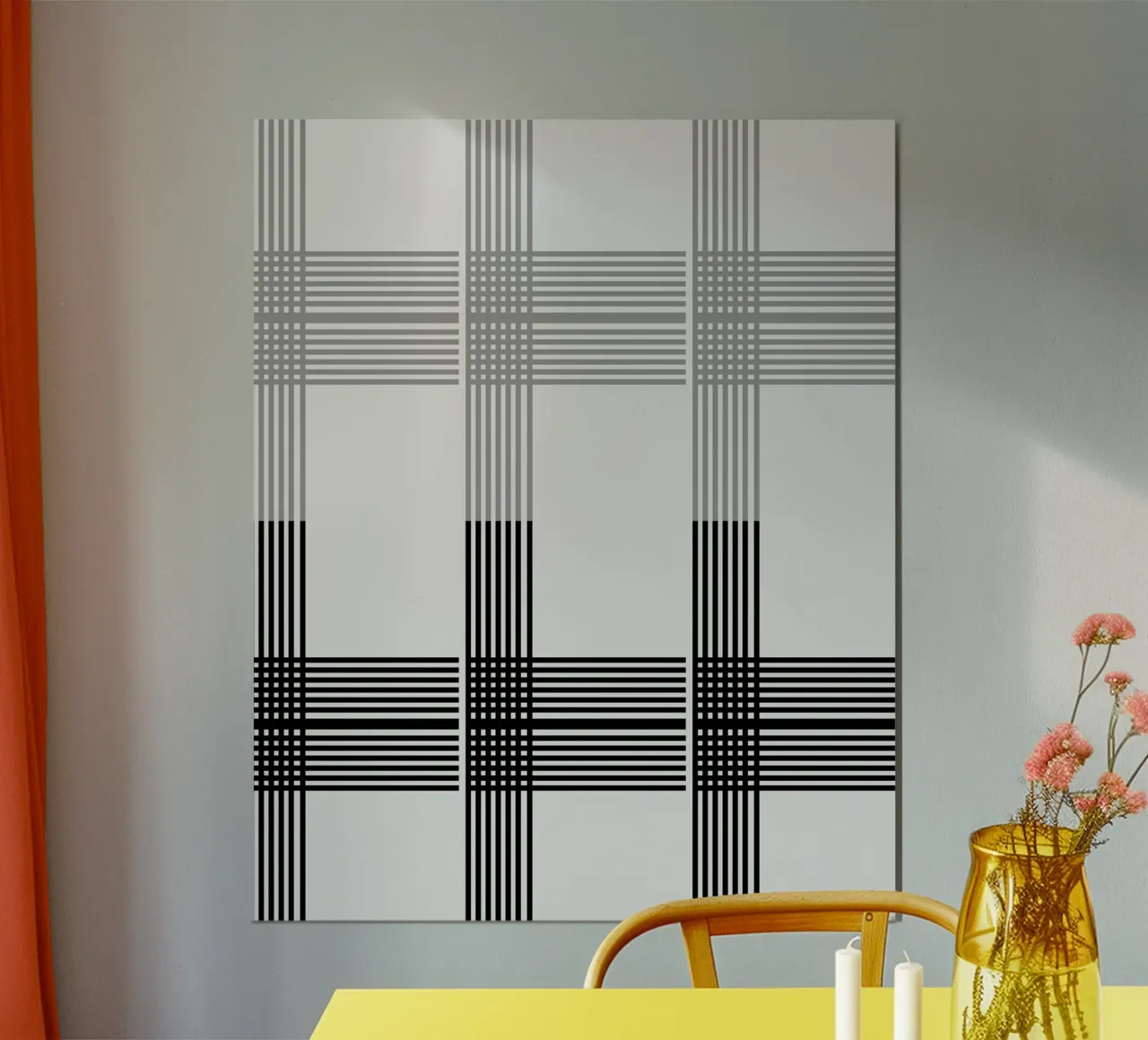 Gray Black Lines Pattern poster by KHouse Studio