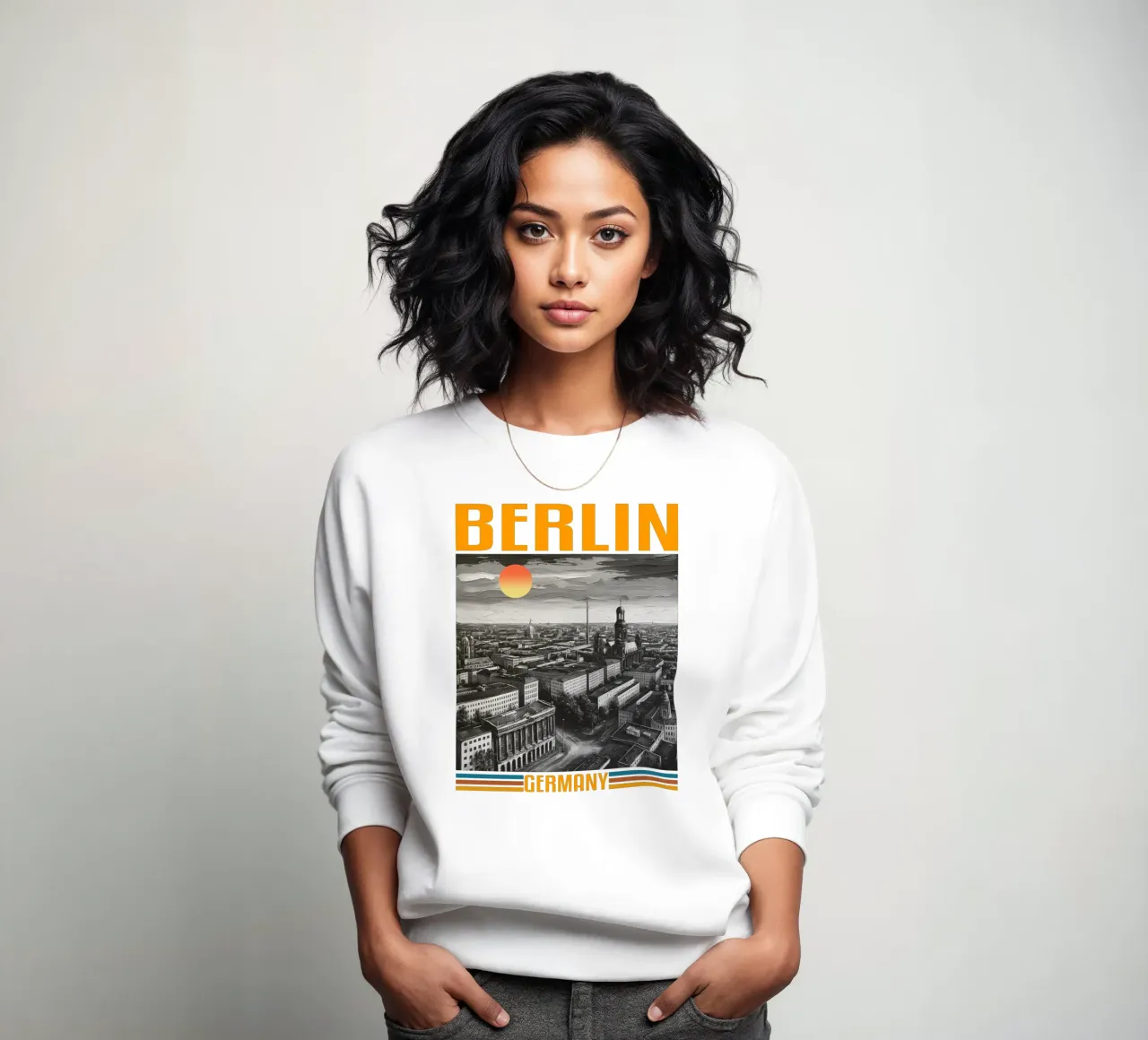 BERLINO panorama della città anni '70 design classico retrò felpa da theganduls