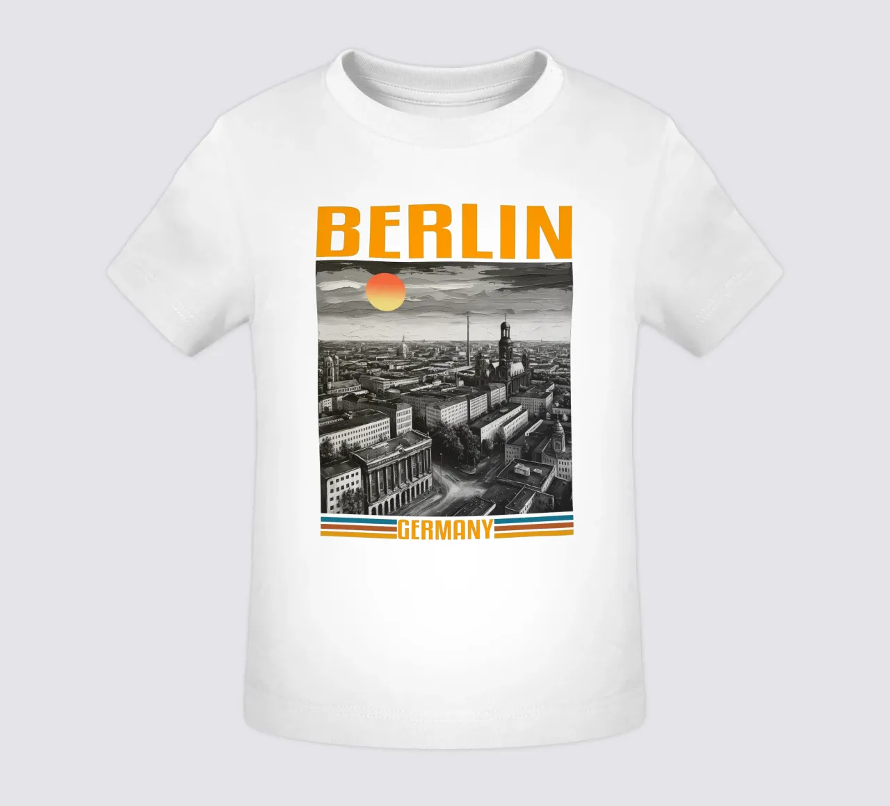 BERLINO panorama della città anni '70 design classico retrò maglietta neonato da theganduls