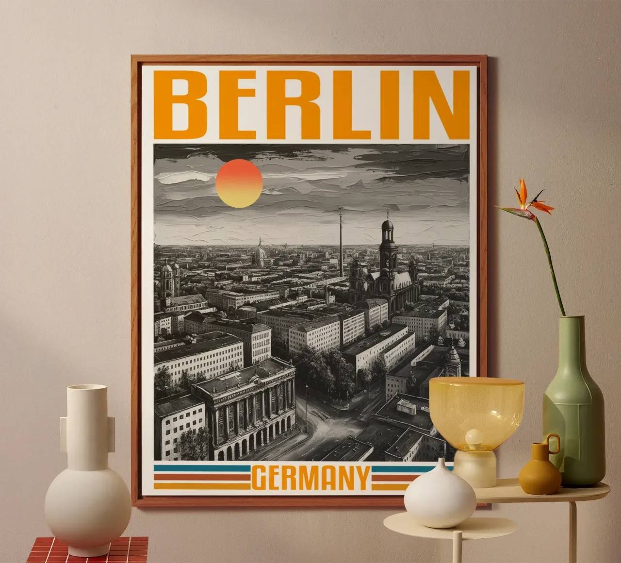 BERLINO panorama della città anni '70 design classico retrò alluminio dibond da theganduls