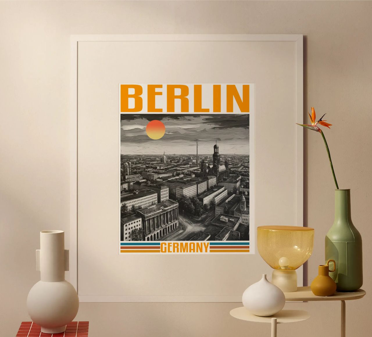 BERLIN city panorama 70's retro classic design poster by theganduls