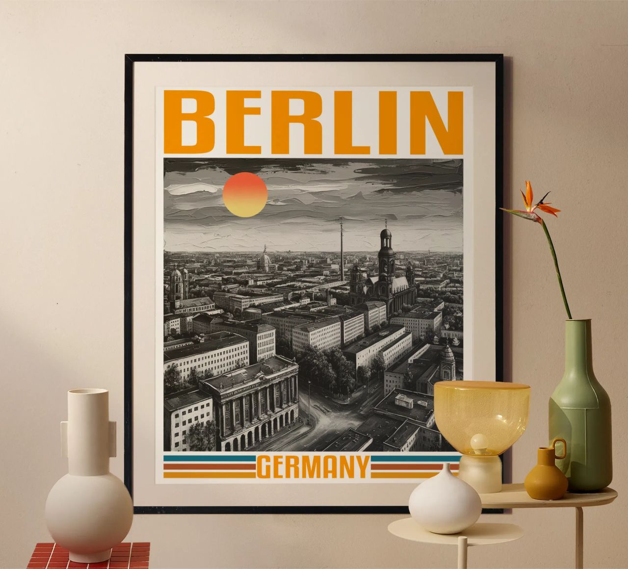 BERLIN city panorama 70's retro classic design poster by theganduls