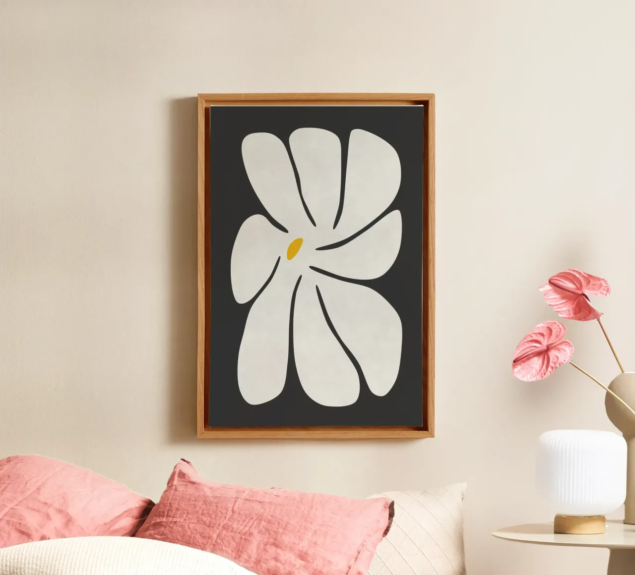Margrietbloem II canvas met Baklijst van amini54
