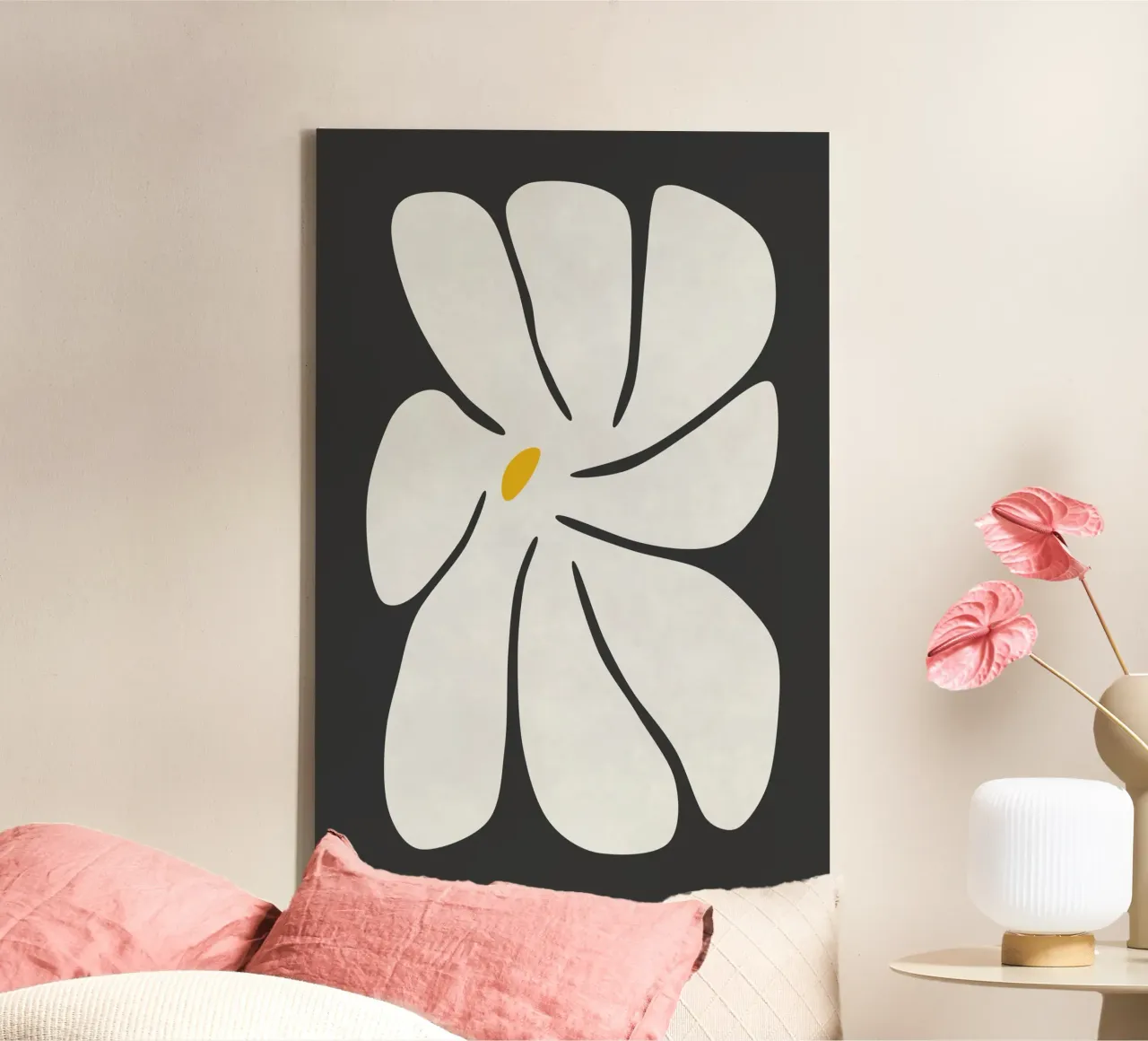 Margrietbloem II canvas met Baklijst van amini54