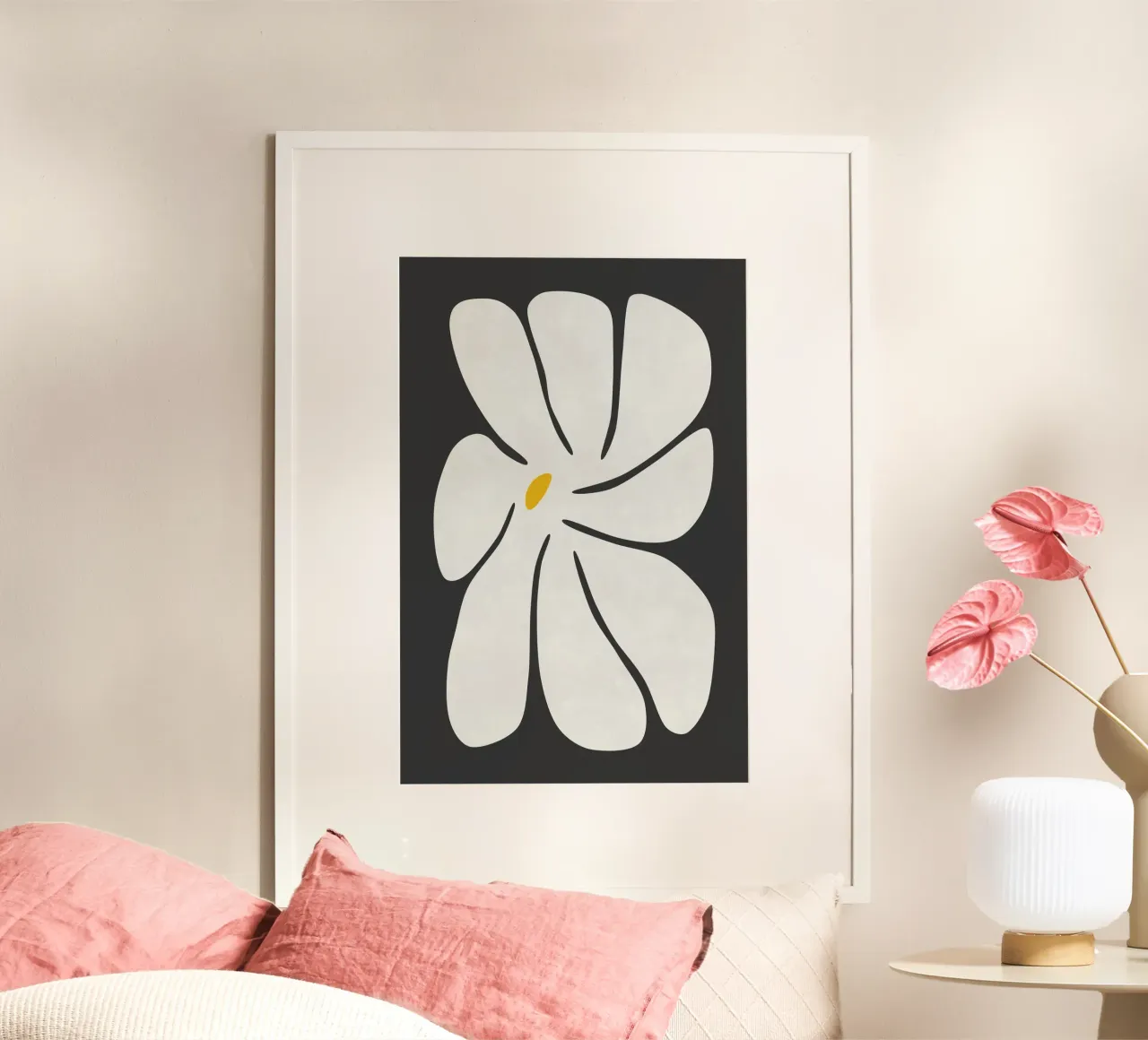 Fiore di margherita II poster con telaio in legno da amini54