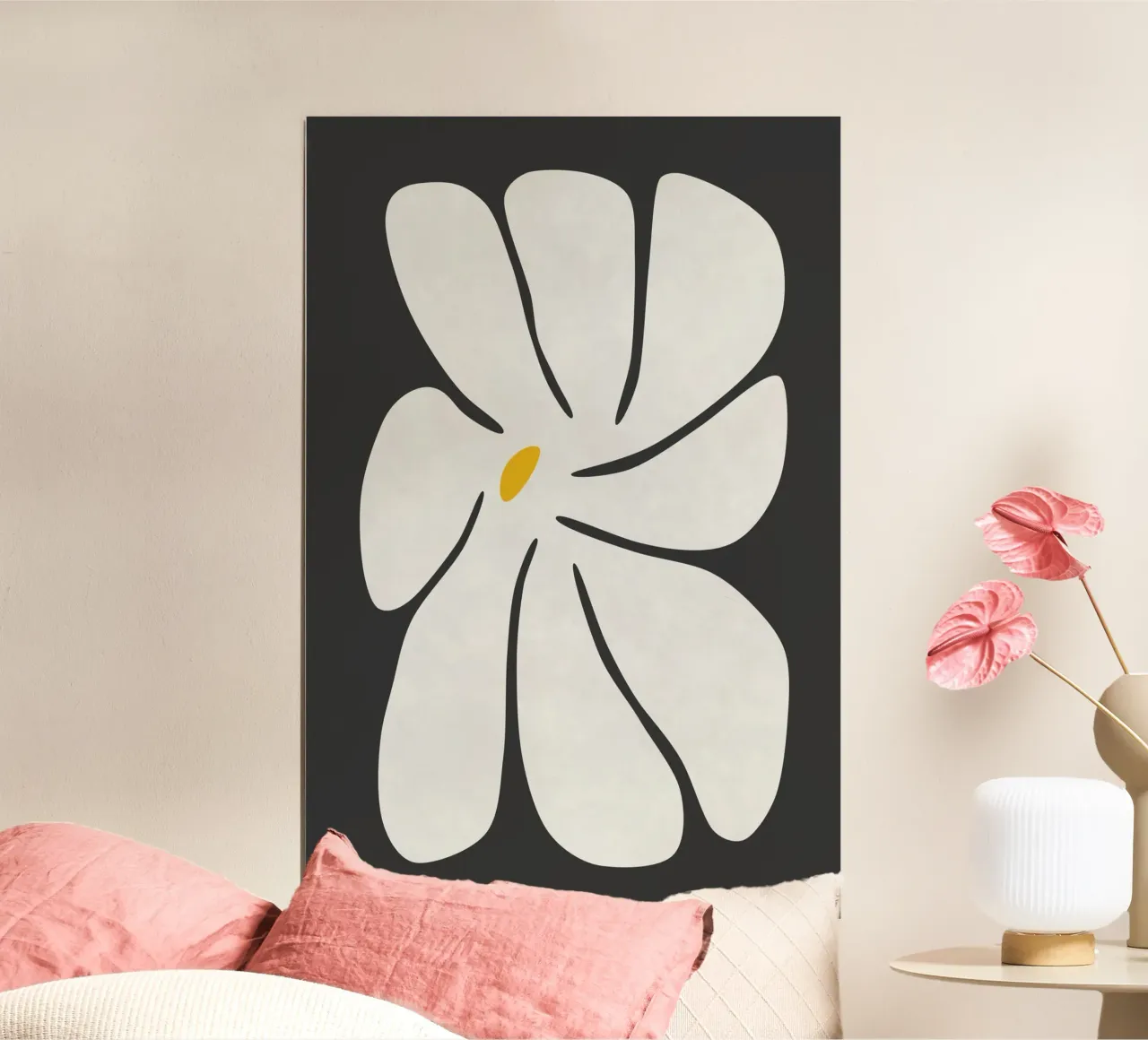 Fiore di margherita II poster con telaio in legno da amini54