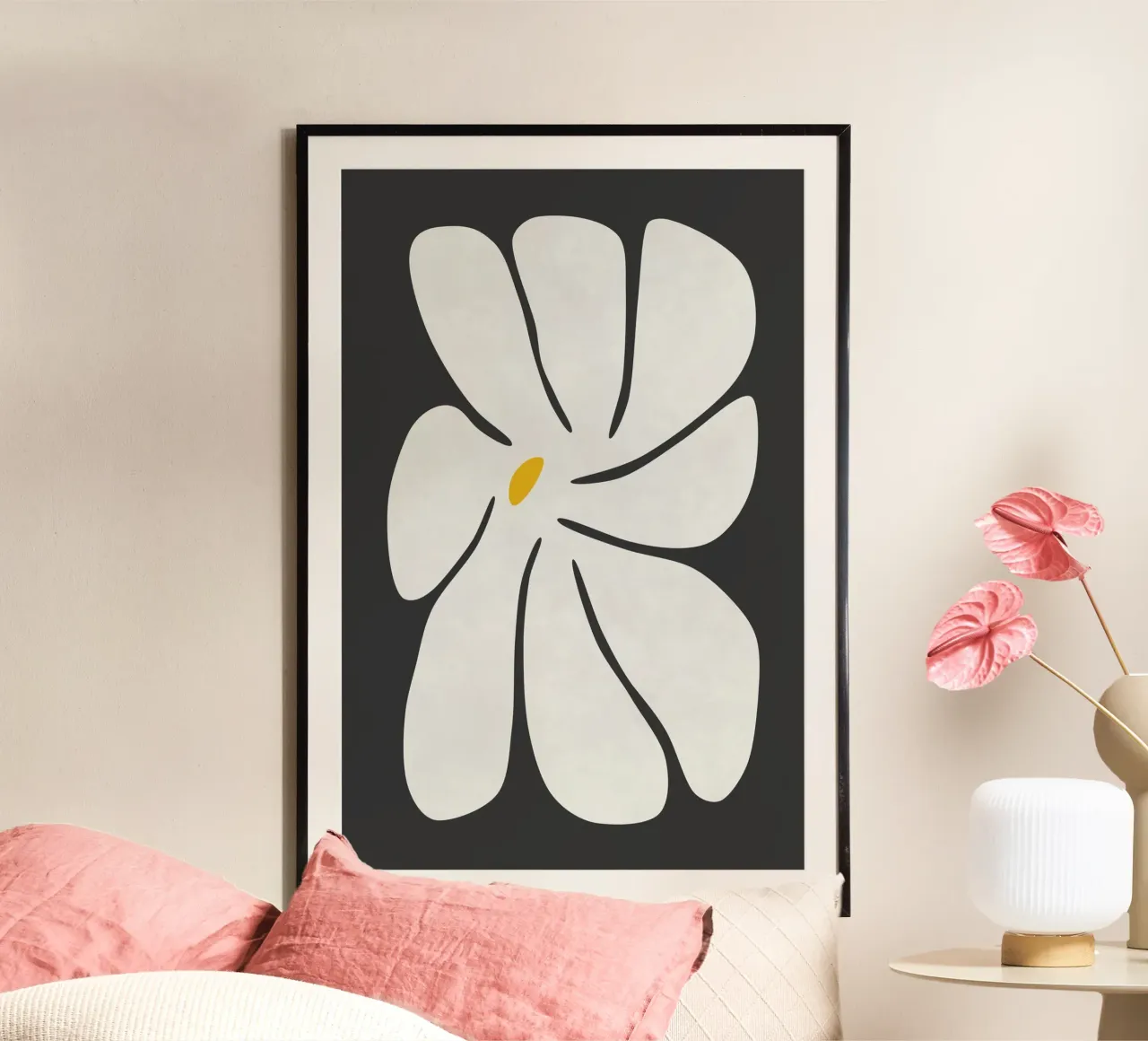 Fiore di margherita II poster con telaio in legno da amini54