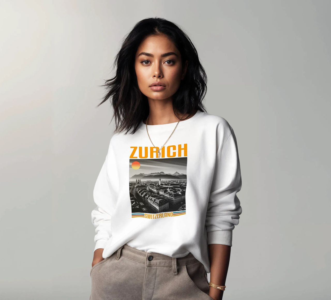 zürich stadtpanorama 70er Jahre retro klassisches Design Sweatshirt von theganduls