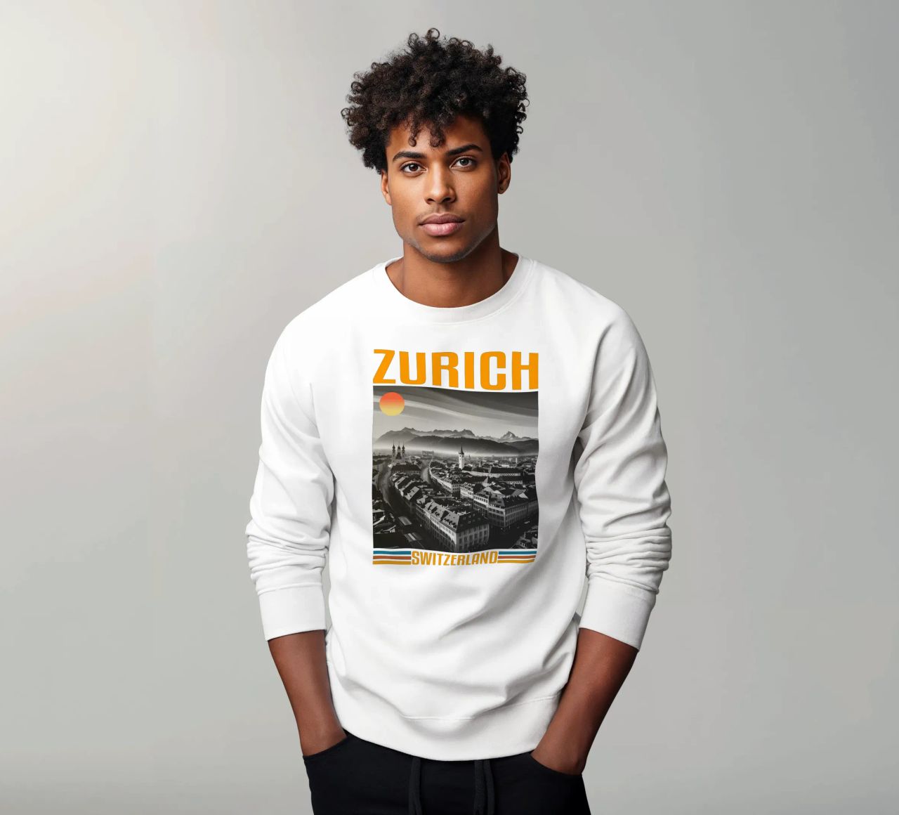 zürich stadtpanorama 70er Jahre retro klassisches Design Sweatshirt von theganduls
