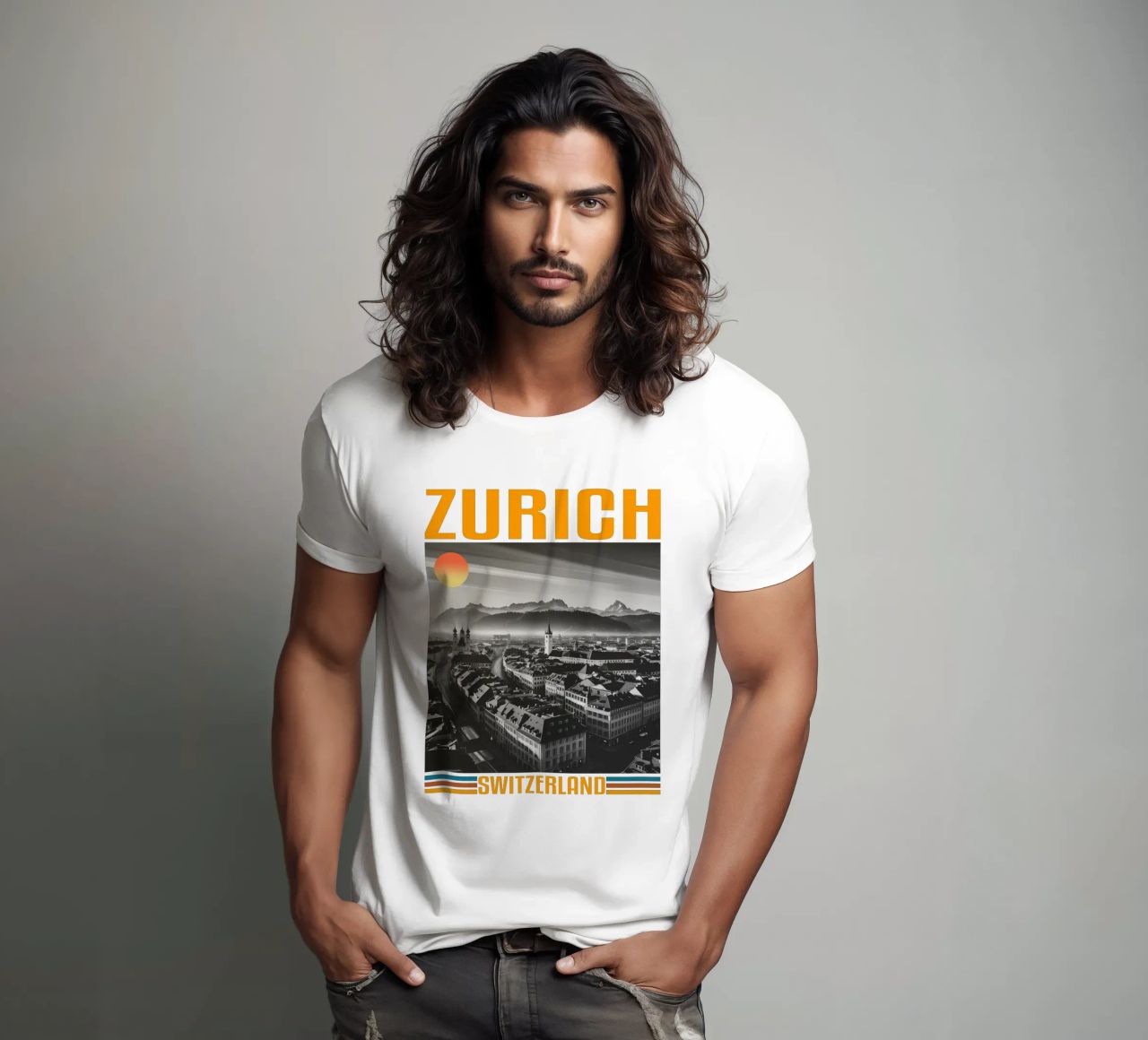 zürich stadtpanorama 70er Jahre retro klassisches Design T-Shirt von theganduls