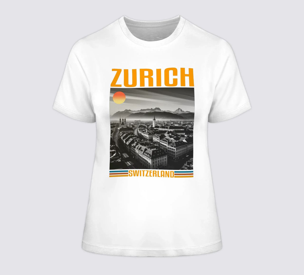 zürich stadtpanorama 70er Jahre retro klassisches Design Frauen T-Shirt von theganduls