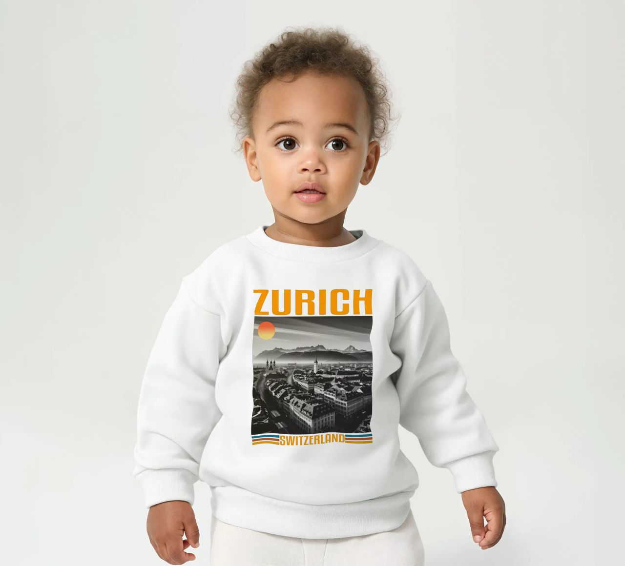 zürich stadtpanorama 70er Jahre retro klassisches Design Baby Sweatshirt von theganduls