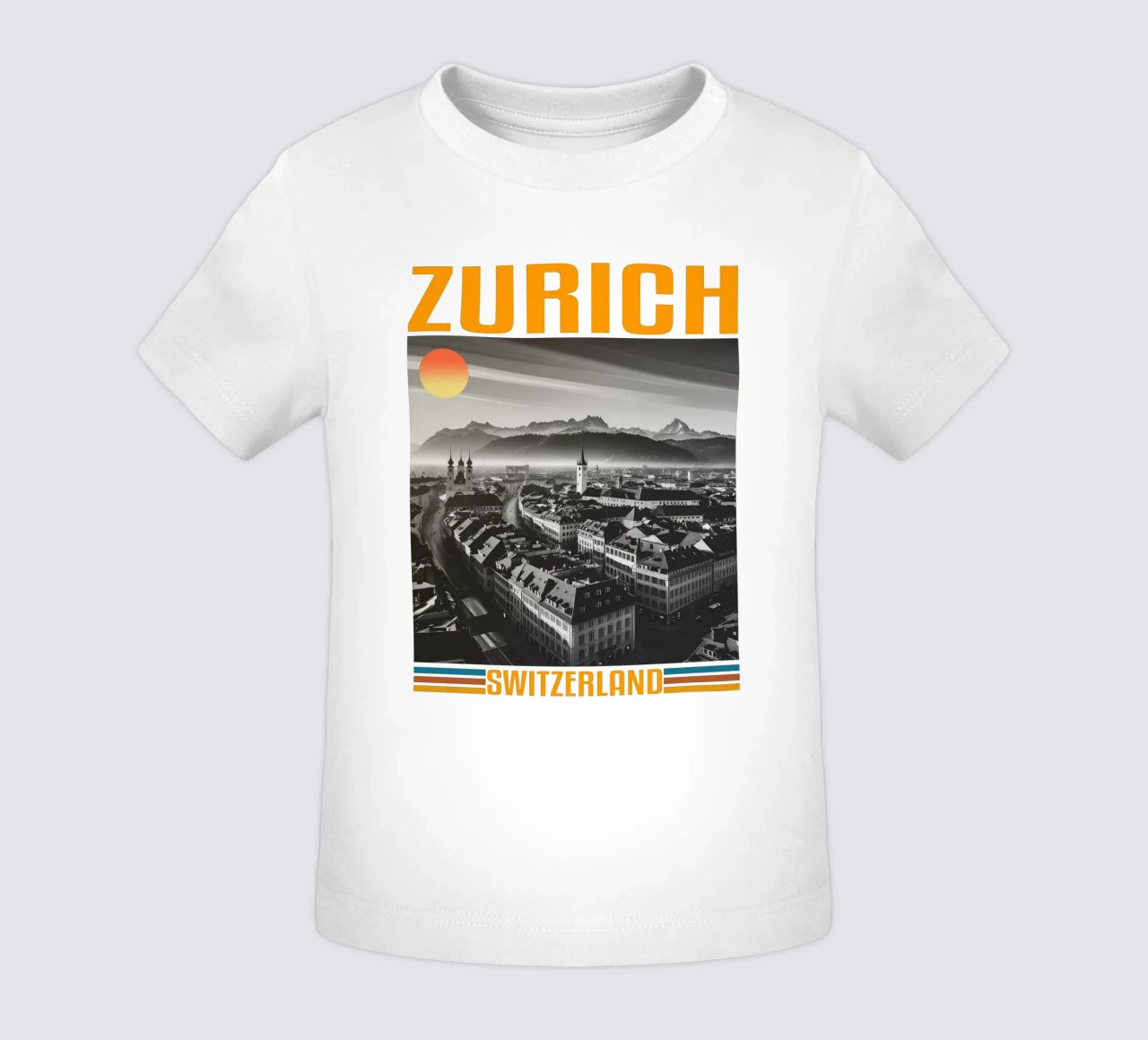 zürich stadtpanorama 70er Jahre retro klassisches Design Baby T-Shirt von theganduls