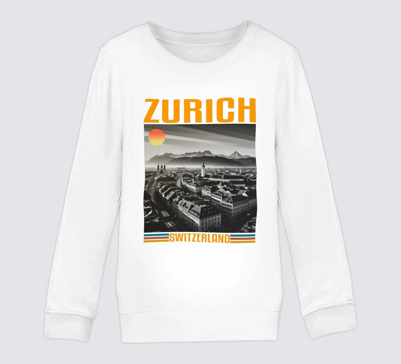 zürich stadtpanorama 70er Jahre retro klassisches Design Kinder Sweatshirt von theganduls