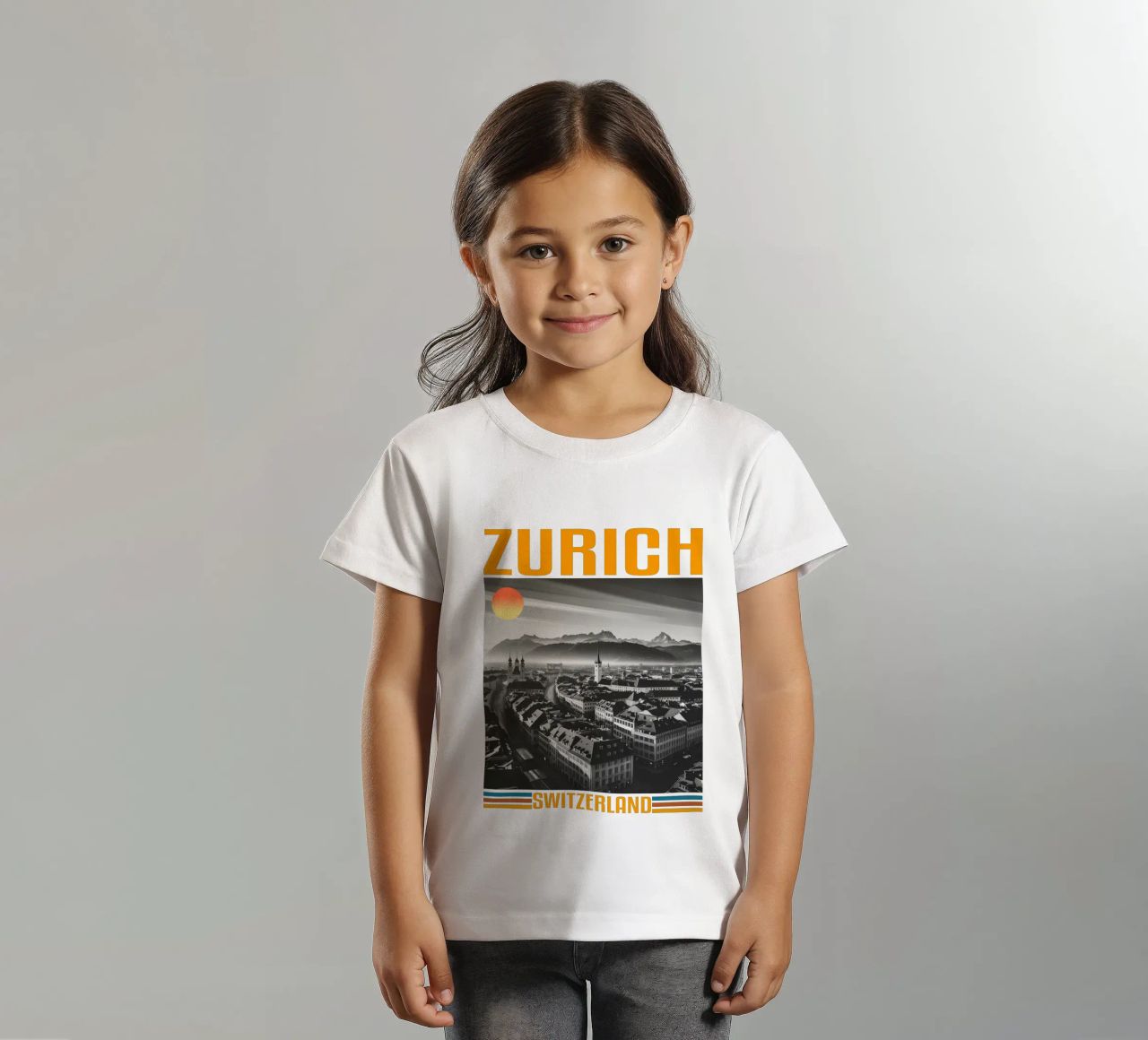 zürich stadtpanorama 70er Jahre retro klassisches Design Kinder T-Shirt von theganduls
