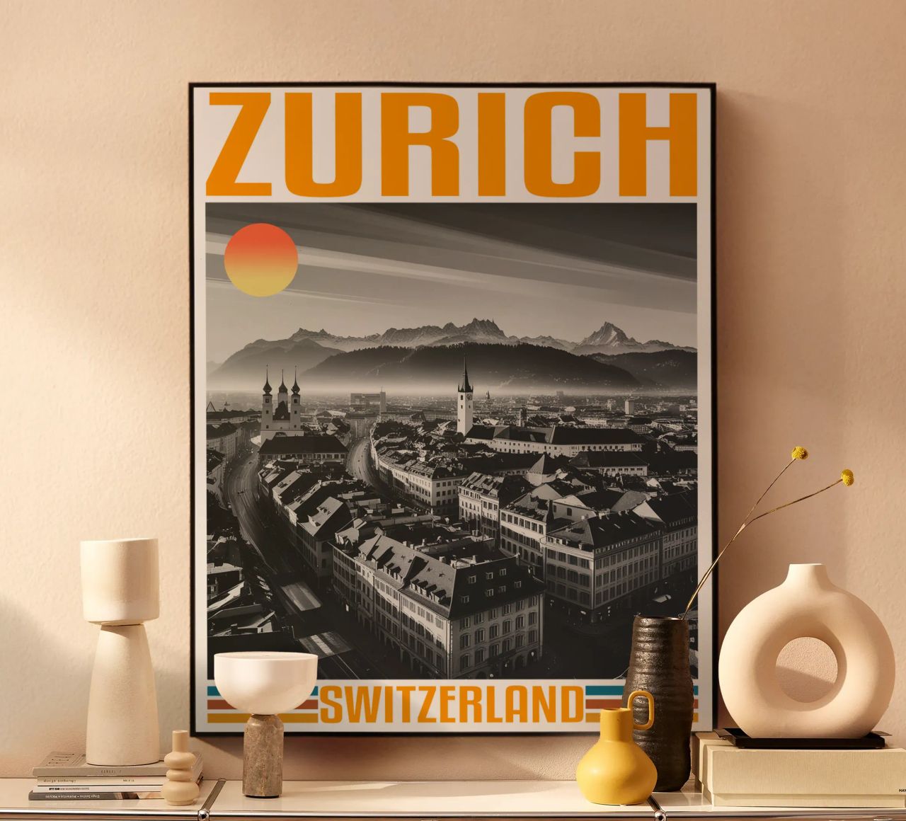 zürich stadtpanorama 70er Jahre retro klassisches Design Acryl-Glas von theganduls
