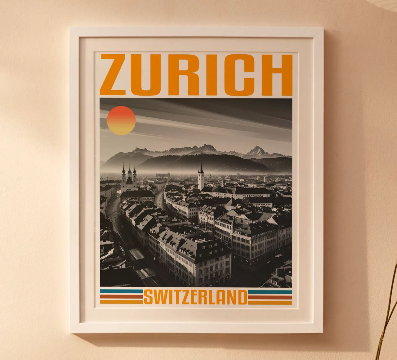 zürich stadtpanorama 70er Jahre retro klassisches Design Poster von theganduls