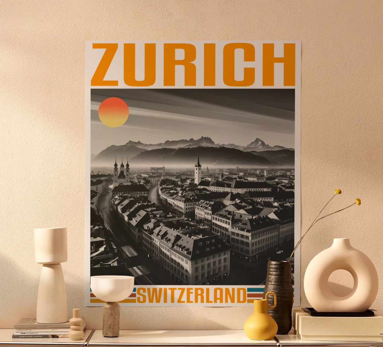 zürich stadtpanorama 70er Jahre retro klassisches Design Poster von theganduls