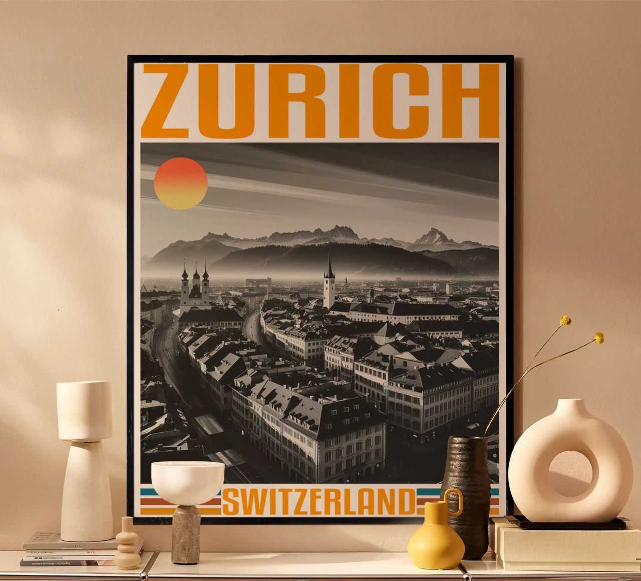 zürich stadtpanorama 70er Jahre retro klassisches Design Poster von theganduls