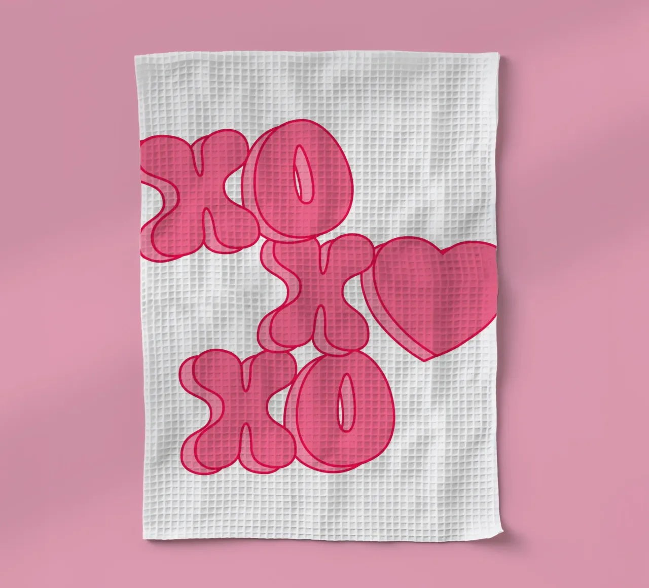 XO XO XO Print, Pink Preppy Art, Dopamine Art tea towel by pdigitalprints