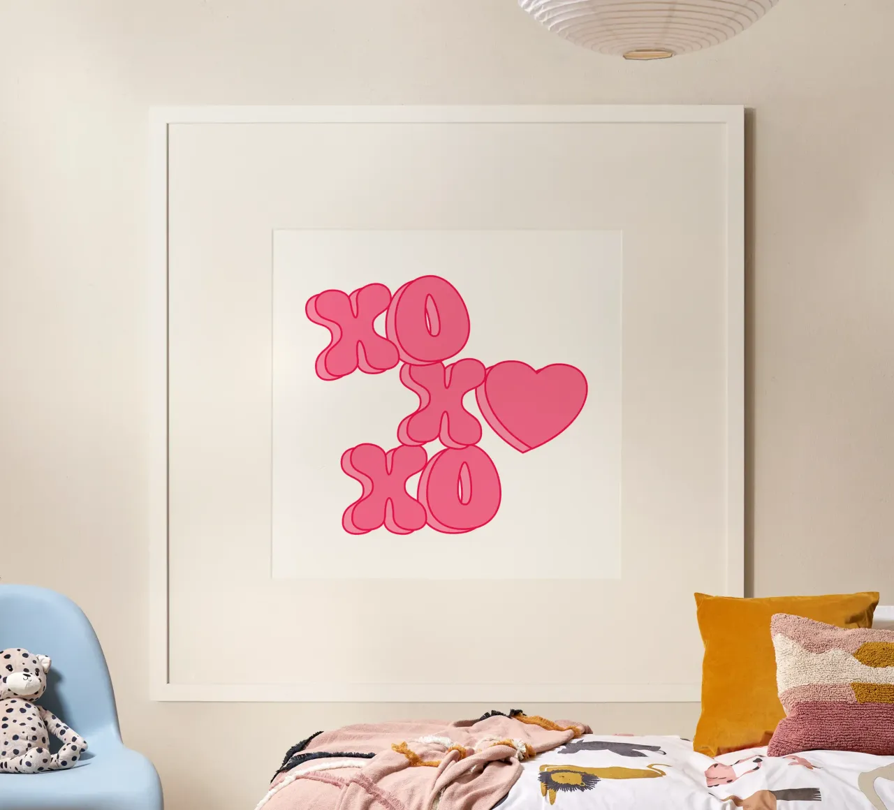 XO XO XO Druck, Rosa Preppy Kunst, Dopamin Kunst Poster mit Kunststoffrahmen von pdigitalprints