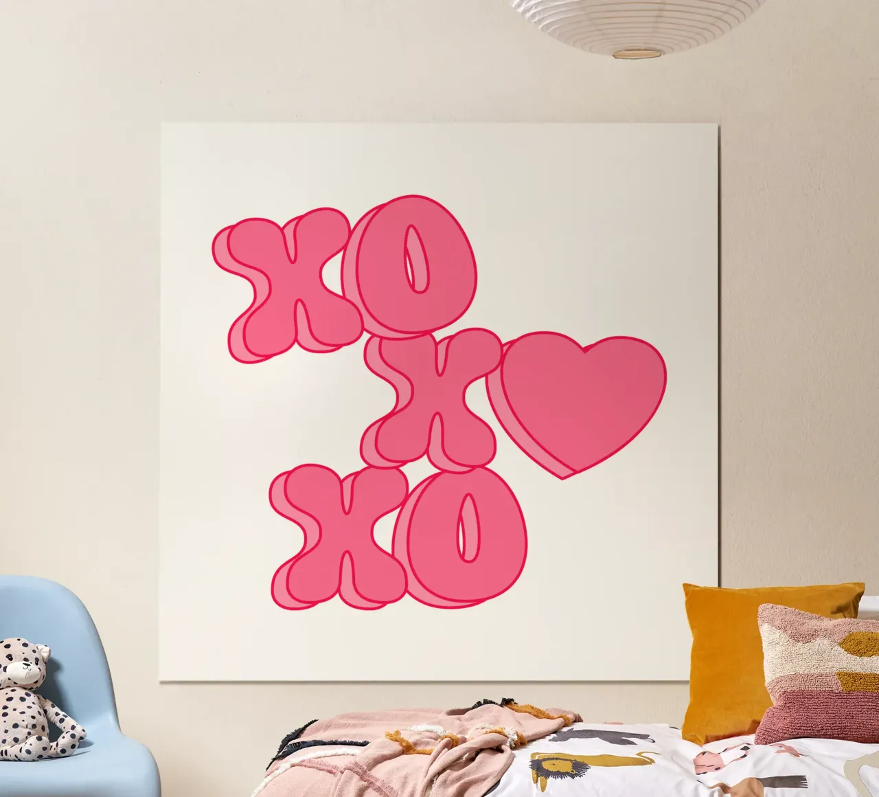 XO XO XO Druck, Rosa Preppy Kunst, Dopamin Kunst Poster mit Kunststoffrahmen von pdigitalprints