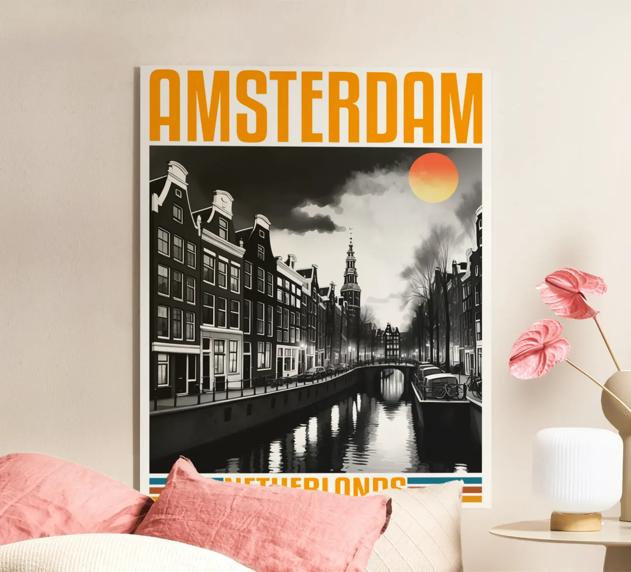 Panorama della città di Amsterdam anni '70, design classico e retrò plexiglass da theganduls
